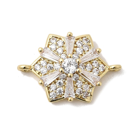 Brass Micro Pave Cubic Zirconia Connector Charms KK-L258-03B-G-1