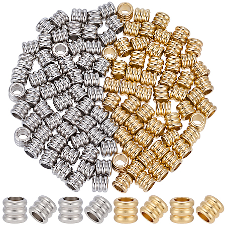 120Pcs 2 Colors 201 Stainless Steel Beads STAS-SP0002-12-1