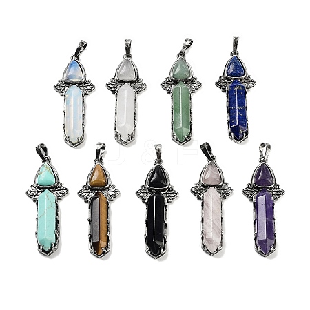 Natural & Synthetic Mixed Gemstone Sword Big Pendants G-Q163-08AS-1