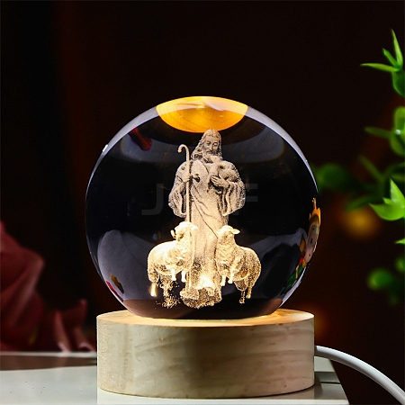 Religious Element Glass Crystal Ball Crystal Ball with Wood Stand PW-WG7CA34-10-1