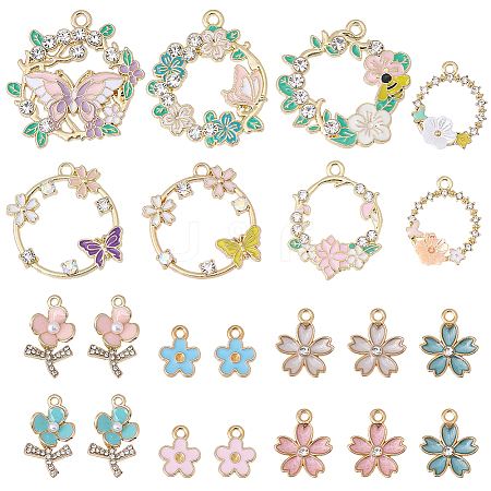 30Pcs 15 Styles Rack Plating Alloy Enamel Pendants FIND-SC0021-88-1