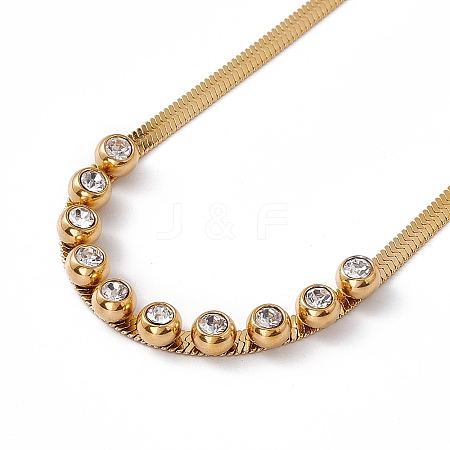 Crystal Rhinestone Pendant Necklace with 304 Stainless Steel Herringbone Chains NJEW-P269-04A-G-1