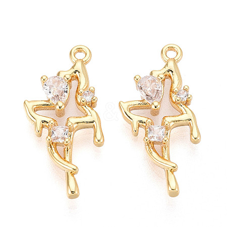 Brass Pave Clear Cubic Zirconia Pendants KK-T077-63G-1