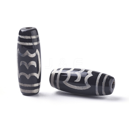 Tibetan Style Roc/Peng Pattern dZi Beads TDZI-D008-14-1