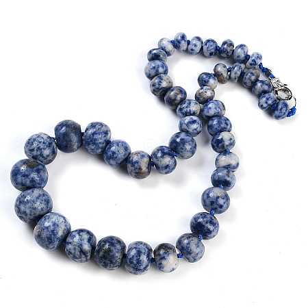 Natural Blue Spot Jasper Rondelle Graduated Beaded Necklaces for Women Men NJEW-K388-02N-1