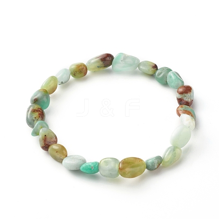 Natural Chrysoprase Nuggets Beads Bracelet for Men Women BJEW-JB06667-1