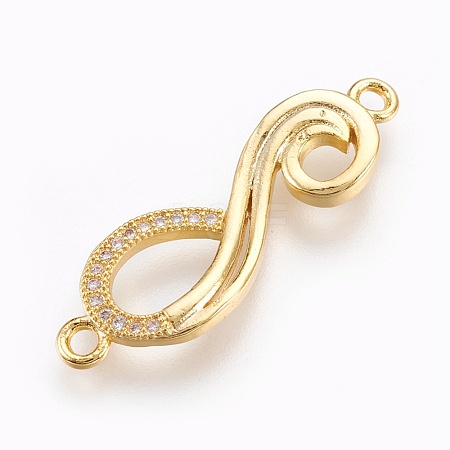 Brass Micro Pave Cubic Zirconia Links ZIRC-O026-16G-NR-1