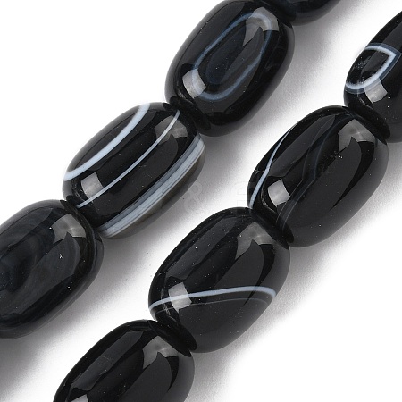 Natural Banded Agate/Striped Agate(Dyed & Heated) Beads Strands G-H324-01H-1