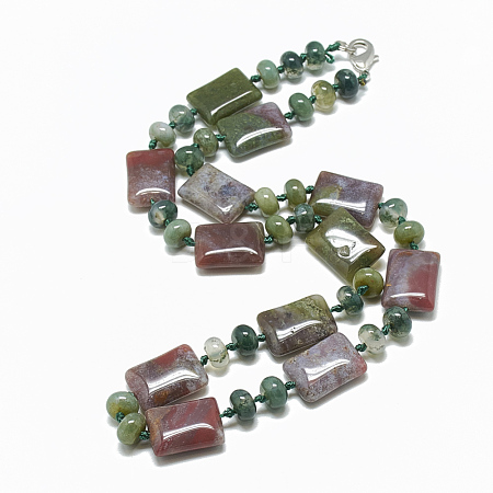 Natural Indian Agate Beaded Necklaces NJEW-S395-12-1