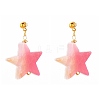 Natural Agate Star Dangle Stud Earrings EJEW-JE04420-04-1