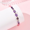 Dyed Natural Malaysia Jade & Chevron Amethyst & Rose Quartz Nuggets & Rondelle Beaded Bracelets for Women BJEW-JB14090-03-2