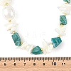 Raw Natural Amazonite & Shell Chip Beaded Necklaces with Oval Shell Pearl for Women NJEW-JN06587-4