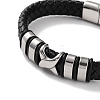 Men's Braided Black PU Leather Cord Bracelets BJEW-K243-23P-2