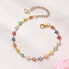 Sunflower 304 Stainless Steel Enamel Link Chain Bracelets for Women BJEW-JB13566-1