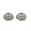 Brass Micro Pave Clear Cubic Zirconia Bead Caps KK-K374-25P-1