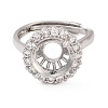 Rack Plating Round Brass Micro Pave Cubic Zirconia Adjustable Ring Components LS-KK-Q819-05P-2