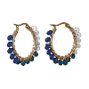 Dyed Natural Malaysia Jade Rondelle Bead & 201 Stainless Steel Hoop Earrings EJEW-JE07415-02-3