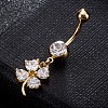 Brass Cubic Zirconia Navel Ring AJEW-EE0004-29A-1