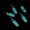 Luminous/Glow Bullet Glass Pointed Pendants GLAA-K058-01G-03-2