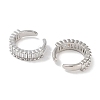 Rectangle Brass Cubic Zirconia Cuff Earrings for Women LS-EJEW-E310-09P-2