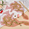 2Pcs 2 Styles Dragon Shape Polyester Embroidery Sew on Flower Appliques PATC-MA0001-36-3