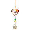 1Pc Natural Mixed Stone Chip Wrapped Heart with Tree of Life Hanging Ornaments HJEW-DJ0001-15A-1