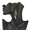 Acrylic Beaded Flower with Imitation Pearl Dangle Earrings EJEW-MZ00061-3