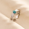 Round Synthetic Turquoise Finger Rings SA1153-4-1