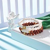 4Pcs 4 Style Natural Quartz Crystal & Lava Rock & Wood Round Beaded Stretch Bracelets Set with Heart BJEW-JB07623-7