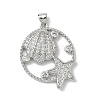 Brass Micro Pave Cubic Zirconia Pendants KK-P330-07D-P-1