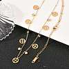 Saint Patrick's Day 304 Stainless Steel Crystal Rhinestone Flat Round and Clover Tassel Bib Necklaces for Women NJEW-A064-01G-2