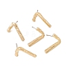 Brass Number Stud Earrings with 925 Sterling Silver Pins for Women EJEW-A077-01G-2