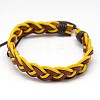 Trendy Unisex Casual Style Braided Waxed Cord and Leather Bracelets BJEW-L297-M-2