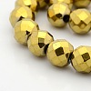 Faceted Round Non-magnetic Synthetic Hematite Beads Strands G-P061-73-12mm-G-1