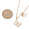 Natural Shell Butterfly Pendant Necklace with Brass Cable Chains NJEW-TA00133-4