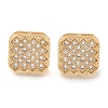 Rack Plating Square Brass Clear Cubic Zirconia Stud Earrings EJEW-M090-17G-1