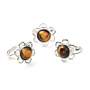 Natural Tiger Eye Adjustable Rings RJEW-P043-01P-18-1