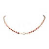 Gradient Color Gemstone & Natural Cultured Freshwater Pearl Beaded Necklaces NJEW-JN06316-02-4