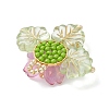 Brass Glass Seed Beaded Flower Pendants PALLOY-MZ01118-03-4