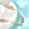 Brass Triple Color Heart Beaded Box Chain Necklaces NJEW-H057-01-3