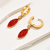 Elegant Stainless Steel Rhinestone Horse Eye Hoop Earrings VQ5182-3