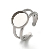 Non-Tarnish 304 Stainless Steel Cuff Ring Settings STAS-E202-02B-P-2