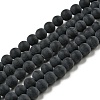 Grade A Natural Black Agate Beads Strands G447-2-1