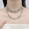 Alloy Branch Link Chain Double Layer Necklaces for Women WGAA3FD-01-1