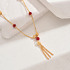 Fashionable Real 18K Gold Plated Brass Tassel Pendant Box Chain Necklaces for Women XU0718-1-1