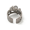 Rectangle Alloy Rhinestone Wide Cuff Ring for Men RJEW-Z048-06B-02-3