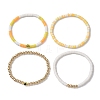 4Pcs Evil Eye & Smiling Face Polymer Clay & Plastic Beaded Stretch Bracelet Sets BJEW-JB10226-4