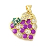 Brass Micro Pave Clear Cubic Zirconia Enamel Pendants KK-M297-29G-1