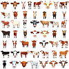 50Pcs PVC Waterproof Self-Adhesive Cow Picture Sticker STIC-Q004-04A-2