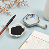 2Pcs 2 Styles Flower Shape Ceramics Ink Plate with Handle AJEW-PH0011-62-5